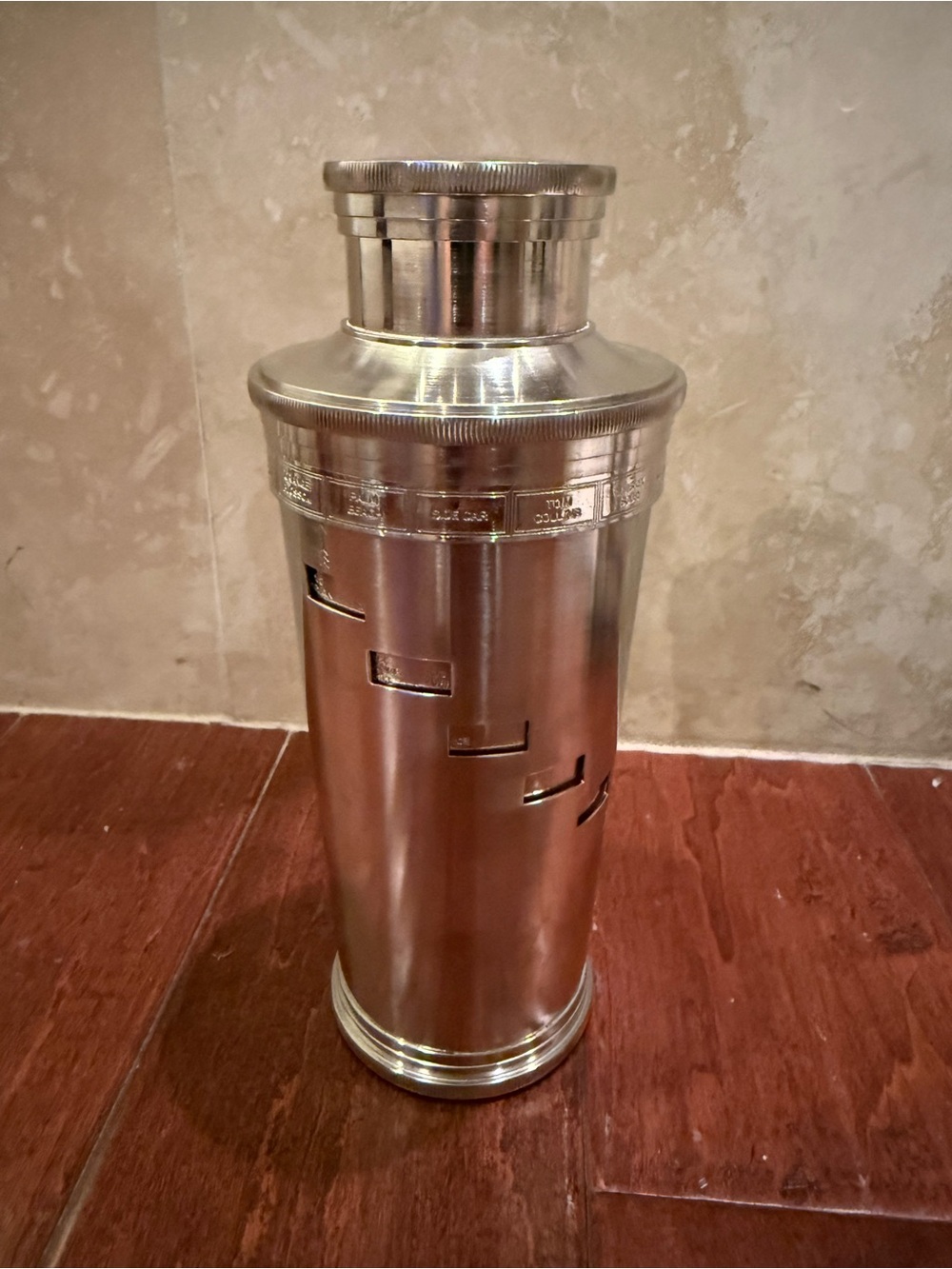 Restoration Hardware Metal Cocktail Shaker Drink Recipe Dial Heavy Duty, Rare!